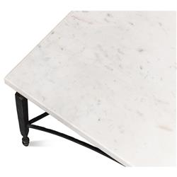 Elise French Country White Marble Black Iron Square Coffee Table|