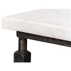 Elise French Country White Marble Black Iron Square Coffee Table|