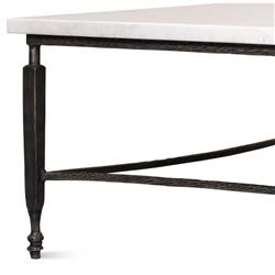 Elise French Country White Marble Black Iron Square Coffee Table|