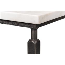 Elise French Country White Marble Black Iron Square Coffee Table|