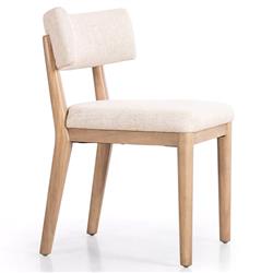 Cerise Modern Classic Cream Upholstered Wood Dining Side Chair|