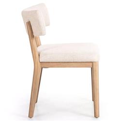 Cerise Modern Classic Cream Upholstered Wood Dining Side Chair|