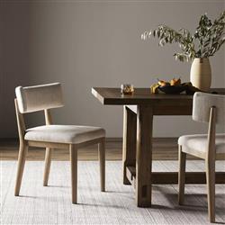 Cerise Modern Classic Cream Upholstered Wood Dining Side Chair|