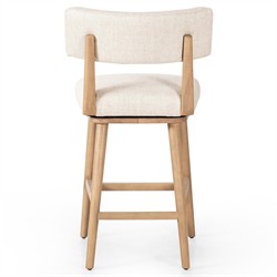 Cerise Modern Cream Upholstered Brown Frame Wood Swivel Counter Stool|