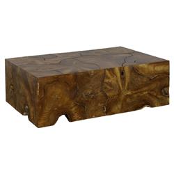 廃盤・旧型　クラッシュゲート　LIZAIIICOFFEE TABLE① Zaria Rustic Natural Teak Slice Rectangular Block Coffee Table 41