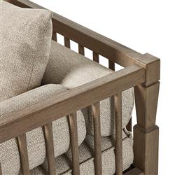 Amara Coastal Beach Beige Upholstered Teak Wood Outdoor Sofa - 86"W|