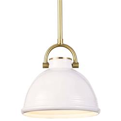 Eloise Industrial Loft White Ceramic Brass Accent Pendant - Small|