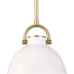 Eloise Industrial Loft White Ceramic Brass Accent Pendant - Small|