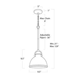 Eloise Industrial Loft White Ceramic Brass Accent Pendant - Small|