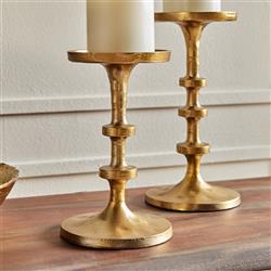 Tallulah Coastal Beach Gold Aluminum Candleholder - Set of 2|