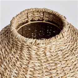 Zuri Coastal Beach Brown Woven Seagrass Round Decorative Table Vase|