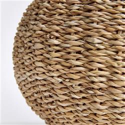 Zuri Coastal Beach Brown Woven Seagrass Round Decorative Table Vase|