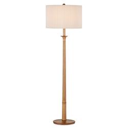 Rivera Mid Century Natural Wood Pleated Shade Column Floor Lamp 65