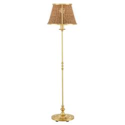 Shevone Traditional Polished Brass Iron Natural Woven Floor Lamp|