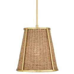 Shevone Traditional Polished Brass Seagrass Pendant - Small|