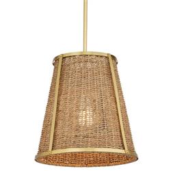 Shevone Traditional Polished Brass Seagrass Pendant - Small|
