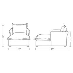 Alanna Modern Classic Braden Bisque Chaise Lounge|