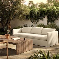 Andrew Modern Off White Linen Slipcovered Outdoor Sofa - 96"W|