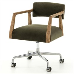 Pia Mid Century Modern Green Upholstered Velvet Swivel Office Chair|