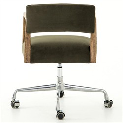 Pia Mid Century Modern Green Upholstered Velvet Swivel Office Chair|