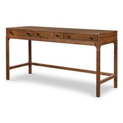Nery Mid Century Modern Brown Walnut Wood Rectangular Office Desk|