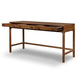 Nery Mid Century Modern Brown Walnut Wood Rectangular Office Desk|