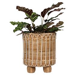 Juliska Provence Coastal Beach Whitewash Woven Rattan Round Planter|