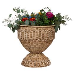 Juliska Provence Coastal Beach Whitewash Woven Rattan Urn Planter|