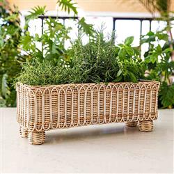 Juliska Provence Coastal Whitewash Woven Rattan Rectangular Planter|