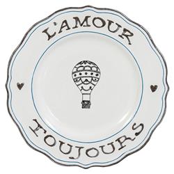 Juliska L'Amour Toujours French Country White Ceramic Salad Plate - Set of 4|