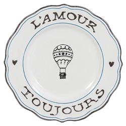 Juliska L'Amour Toujours French Country White Ceramic Salad Plate - Set of 4|
