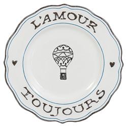 Juliska L'Amour Toujours French Country White Ceramic Salad Plate - Set of 4|