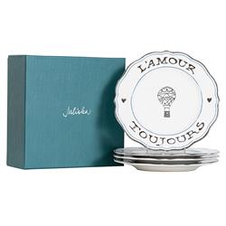 Juliska L'Amour Toujours French Country White Ceramic Salad Plate - Set of 4|