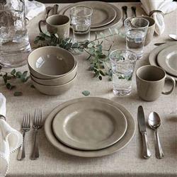 Juliska Puro Modern Classic Taupe Ceramic 16 Piece Place Setting|