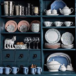 Juliska Villa Seville French Chambray Floral Ceramic 4 Piece Place Setting|