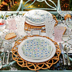 Juliska Villa Seville French Chambray Floral Ceramic Scalloped Salad Plate|