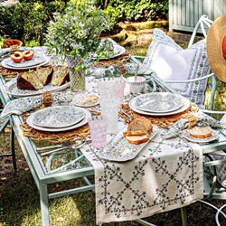 Juliska Villa Seville French Chambray Floral Ceramic Scalloped Salad Plate|