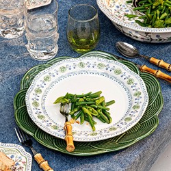 Juliska Villa Seville French Country Chambray Floral Ceramic Dinner Plate|