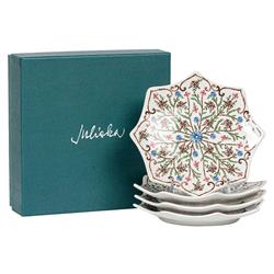 Juliska Villa Seville French Chambray Floral Ceramic Scalloped Cocktail Plate|