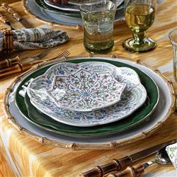 Juliska Villa Seville French Chambray Floral Ceramic Scalloped Cocktail Plate|