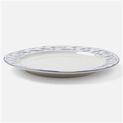 Gideon Coastal White Stoneware Blue Fish Dinner Plate - Set of 4|