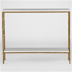 Bryson Regency Seagrass Brushed Brass Console Table|