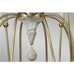 Clay French Distressed Vintage Gold Iron Column Chandelier - Large|