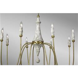 Clay French Distressed Vintage Gold Iron Column Chandelier - Large|