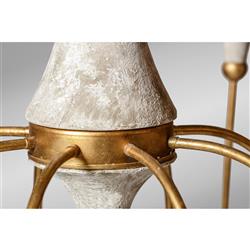 Clay French Distressed Vintage Gold Iron Column Chandelier - Large|