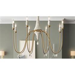 Clay French Distressed Vintage Gold Iron Column Chandelier - Large|