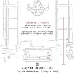 Clay French Distressed Vintage Gold Iron Column Chandelier - Large|