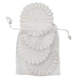 Lumina Modern Classic White Glass Beaded Coaster - Set of 4|