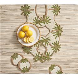 Oasis Global Brown Glass Beaded Green Palm Coaster - Set of 4|