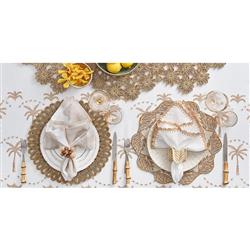 Winding Vine French Country Gold Beaded Natural Placemat - Set of 2|